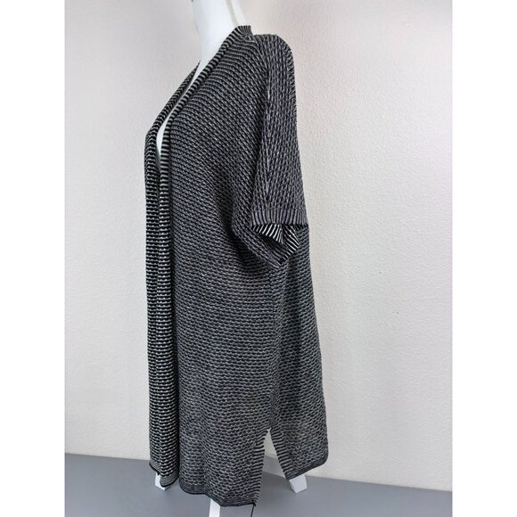 Eileen Fisher women's XL black white open front organic linen cardigan sweater - Picture 6 of 11